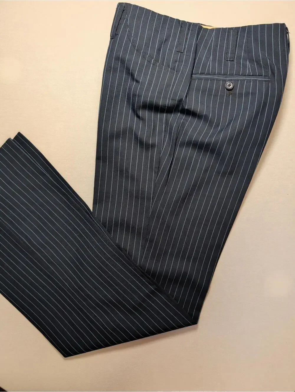 90s Vintage Bespoke Pinstripe 3 Piece Suit Navy Tailored Henries of Japan Unisex